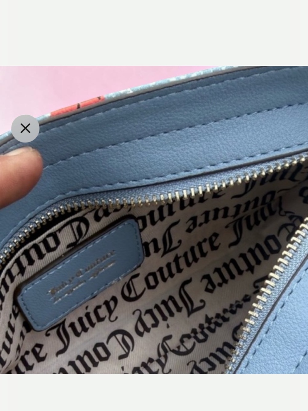 Juicy Couture Blue Denim Mini Shoulder Bag with Red Cherry Motif - Picture 5 of 6